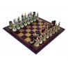 ROMANS vs GREEKS: Handpainted Chess Set with Leatherette Chessboard