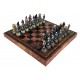 ROMANS vs ARABS: Chess Set with Leatherette Chessboard & Box + Checker Set