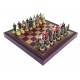RUSSIANS vs MONGOLIANS: Handpainted Chess Set with Leatherette Chessboard/Box