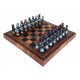 MEDIOVAL SET: Handpainted Chess with Leatherette Chessboard & Box + Checker Set