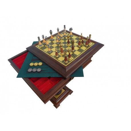 Briar Elm Chess Table with Beautiful Chess Set