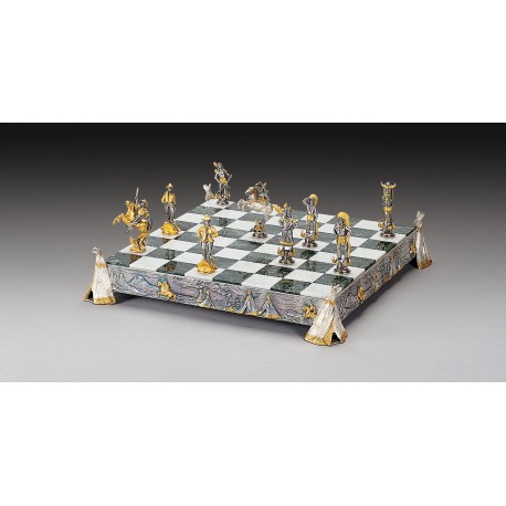 INDIANS VS COWBOYS: Luxurious Chess Set from Bronze finished using Real 24k Gold