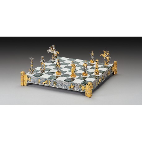 COWBOYS VS INDIANS: Luxurious Chess Set from Bronze finished using Real 24k Gold