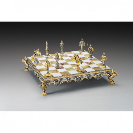 MEDIOEVAL SET II: Luxurious Chess Set from Bronze finished using Real 24k Gold