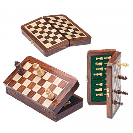14x14cm Magnetic Wooden Folding Chess Set