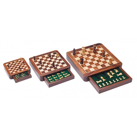 13x13cm Small Set: Magnetic Wooden Chess Set With Drawer
