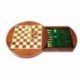 16X16CM MAGNETIC WOODEN ROUND CHESS SET WITH DRAWER + CHECKER SET