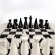 MODERN PYRAMID SET: Wooden Weighted Lacquered Chess Men with White Wooden Chessboard