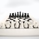 MODERN PYRAMID SET: Wooden Weighted Lacquered Chess Men with White Wooden Chessboard