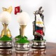 GOLF SET: Handpainted PEWTER Chess Set with Glossy Briar Elm Wood Chessboard
