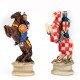 CRUSADE SET: Handpainted Chess Set with Map Styled Leatherette Chessboard