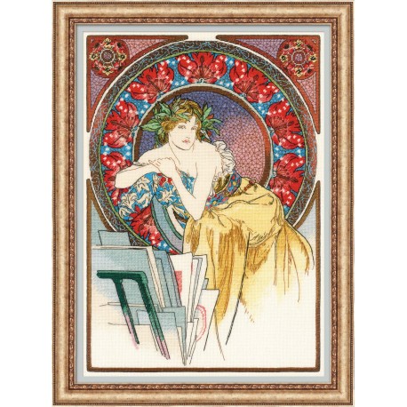 Girl with Easel after A. Mucha’s Artwork cross stitch kit by RIOLIS Ref. no.: 100/058