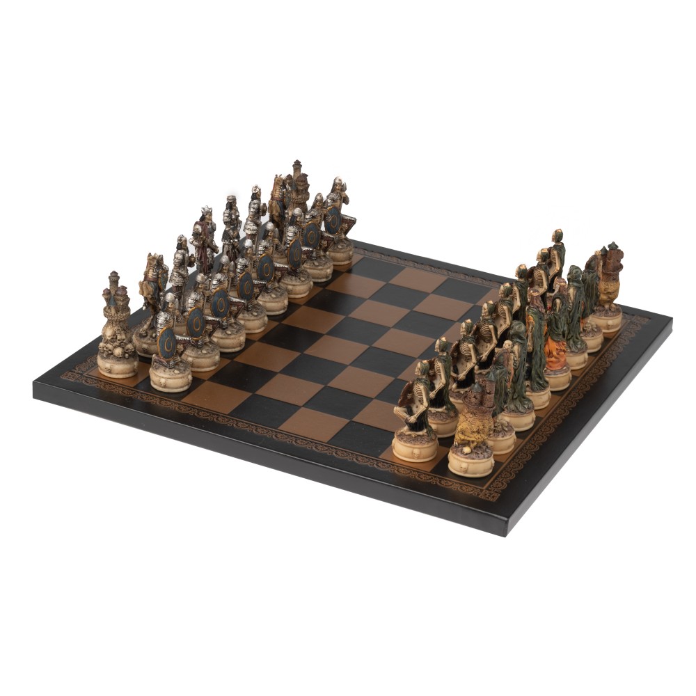ZOMBIES Handpainted Chess Set with Leatherlike Chess Board 