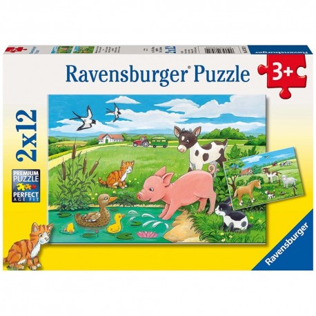 Baby Animals on The Farm 2 x 12 Puzzles - RAVENSBURGER dėlionė