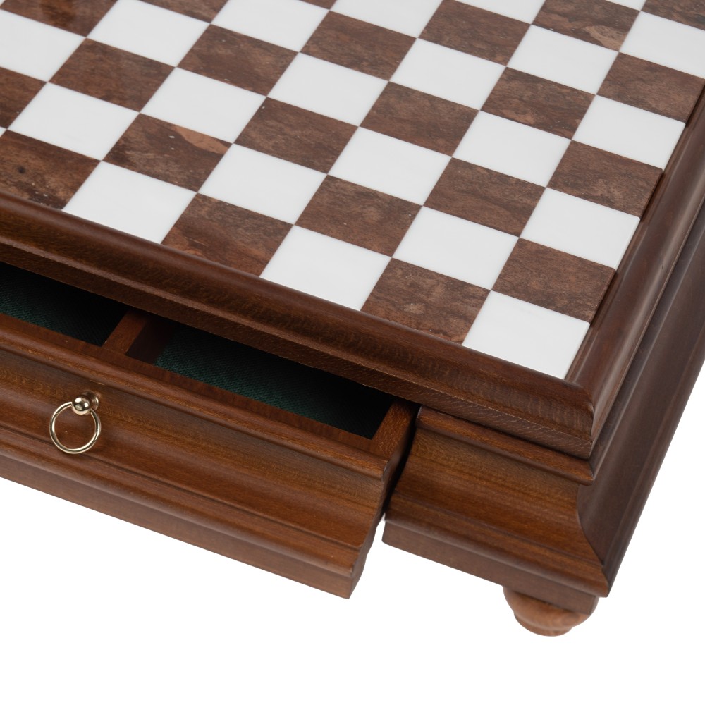 Solid Gold & Silver Chess Set with Luxurious Wood-Alabaster
