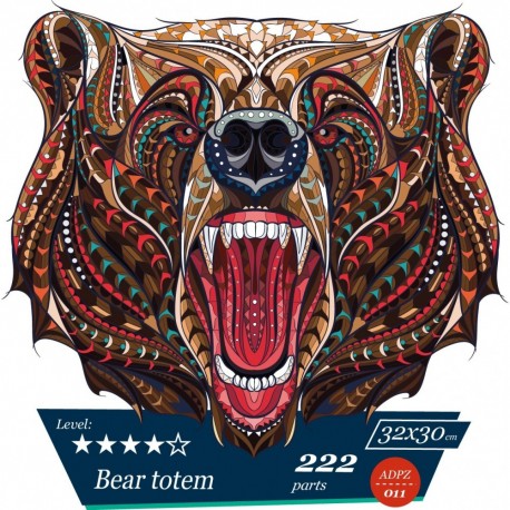Bear totem - unikali MEDINĖ dėlionė iš 222 detalių