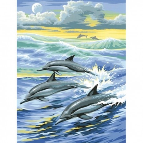Deimantinis paveikslas Dolphins Family AZ-1062 Dydis: 30х40