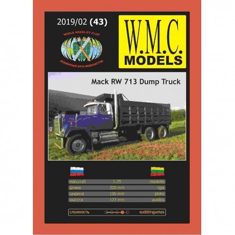MACK RW 713 Dump Truck - Popierinis Modeliavimo Žurnalas