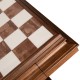 Įspūdingi auksuoti ir sidabruoti šachmatai su staliuku iš medienos ir alabastro