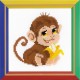 RIOLIS - Happy Bee - Siuvinėjimo rinkinys „Beždžioniukas su bananu“ HB161 (15x15 cm)