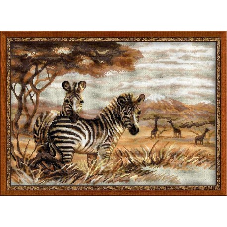 Zebras in the Savannah - Cross Stitch Kit from RIOLIS Ref. no.:1143