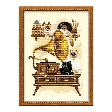 Cat with Gramaphone - Cross Stitch Kit from RIOLIS Ref. no.:859