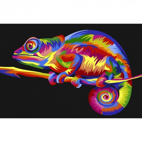 Paint by number kit: Rainbow Chameleon  29.7x21cm WA4114