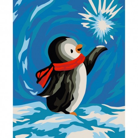 Tapybos pagal skaičius rinkinys: Penguin 16.5x13 cm MINI054