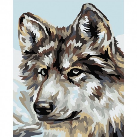 Paint by number kit: Grey wolf 16.5x13 cm MINI036