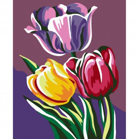 Paint by number kit: Tulips  16.5x13 cm MINI030