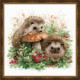 Hedgehogs in Lingonberries - Cross Stitch Kit from RIOLIS Ref. no.:1469
