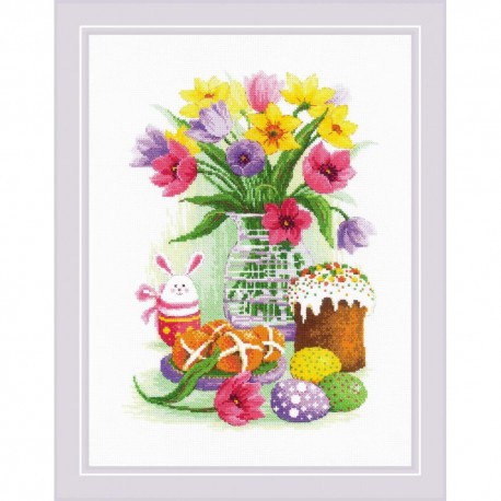 Easter Still Life with Bunny cross stitch kit by RIOLIS Ref. no.: 1948