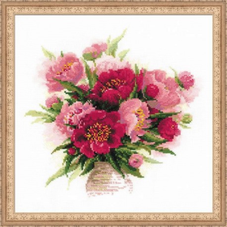 Peonies in a Vase - Cross Stitch Kit from RIOLIS Ref. no.:1259
