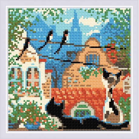 City and Cats. Summer  - Deimantinės Mozaikos rinkinys iš RIOLIS Nr.: AM0048