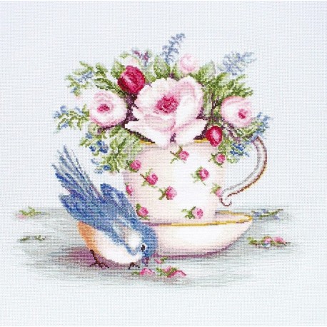 Bird in Tea Cup SB2324 - siuvinėjimo kryželiu rinkinys