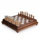 Real Brass/Silver/Gold & Wood Chess Set with Luxurious Alabaster Game Board