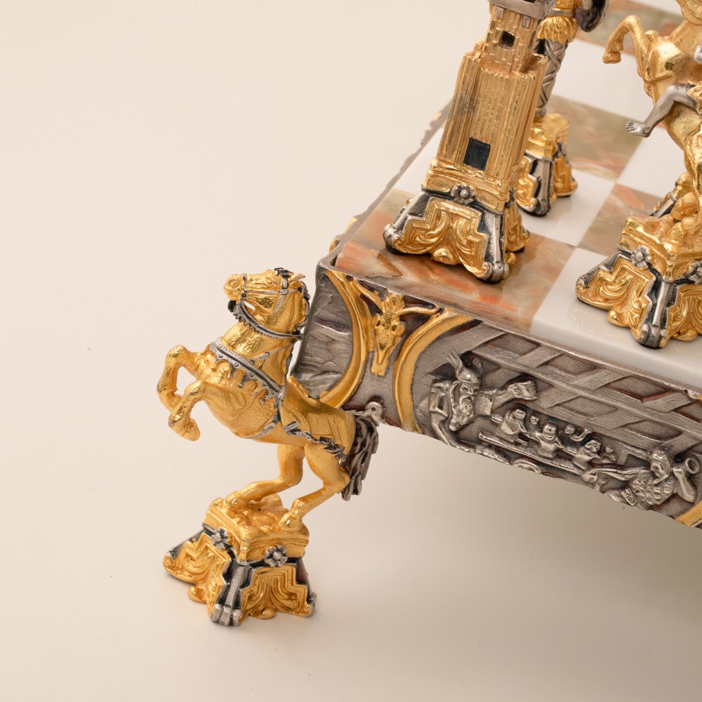 Luxury handmade chess set Vikings 600140003 (bronze, gold/silver)