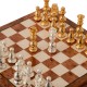 Auksu ir sidabru padengti šachmatai su poliruota šachmatų lenta