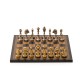 Metal Chess Pieces Set + Gold/Black Leatherette Chessboard