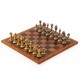 Metaliniai šachmatai su rudai juoda dirbtinės odos žaidimo lenta N°143