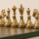 Metaliniai šachmatai su žalia odos pakaitalo lenta