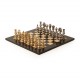 Solid Brass Oriental XL Chess Set with Wooden Gameboard