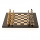 Žalvariniai DIDELI šachmatai su medine žaidimo lenta