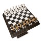 Beautiful Large Brass/Wood Chess Pieces with Table