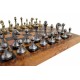Solid Metal Chess Pieces with Leather-like Chessboard in Antique Globe Finish
