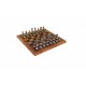 Solid Metal Chess Pieces with Leather-like Chessboard in Antique Globe Finish