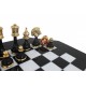 Gold & Silver Plated Brass Chess Pieces with Luxurious Black Wooden Chessboard