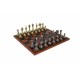 Metalinių šachmatų komplektas su rudai/juoda dirbtinės odos šachmatų lenta
