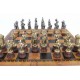 MARY STUART SET: Metal/Wood Chess with Leatherette Chessboard in Globe Finish