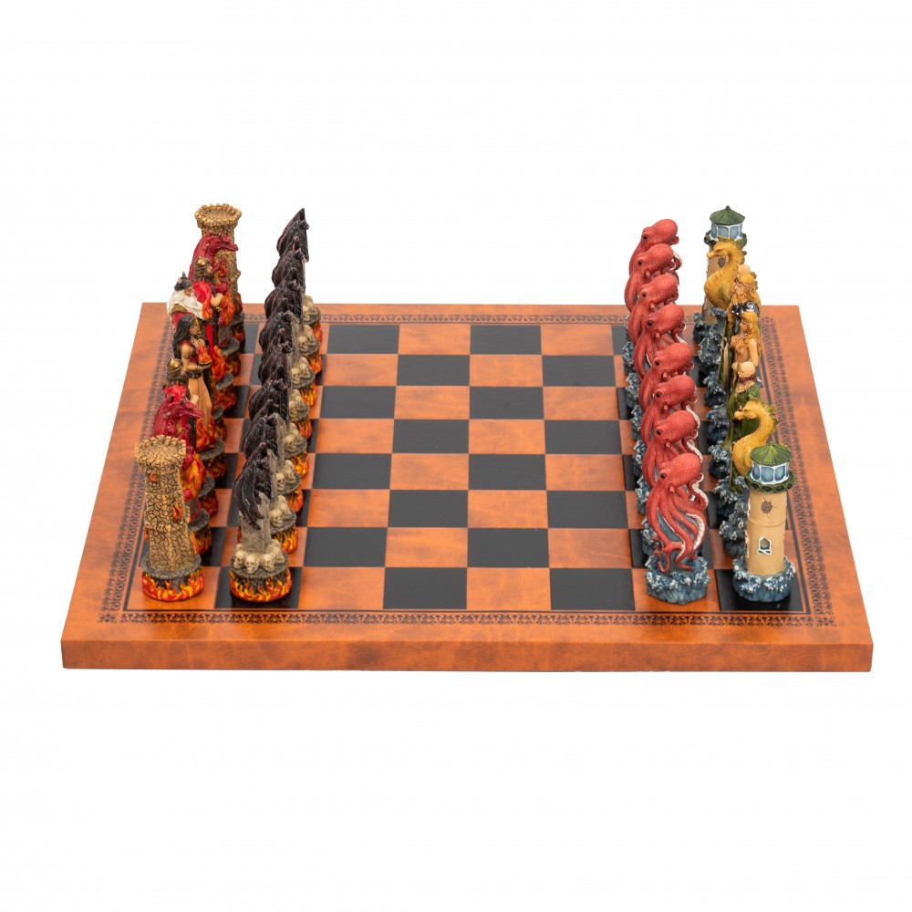 Hand Painted Ceramic Chess Set w/Multi-Level Solid Wood Custom Chess Board  - Chess - Leicester, Massachusetts, Facebook Marketplace